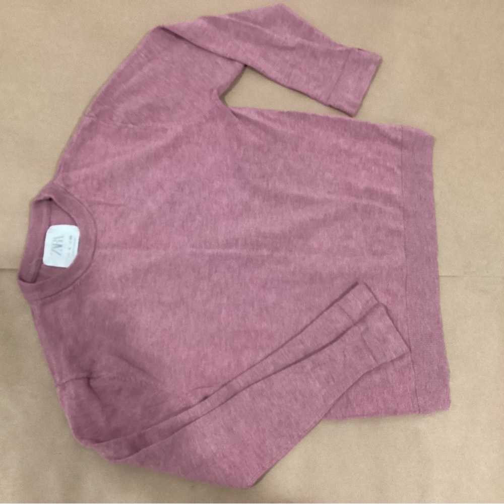 Zara Dusty Rose Knit Crewneck Sweater
